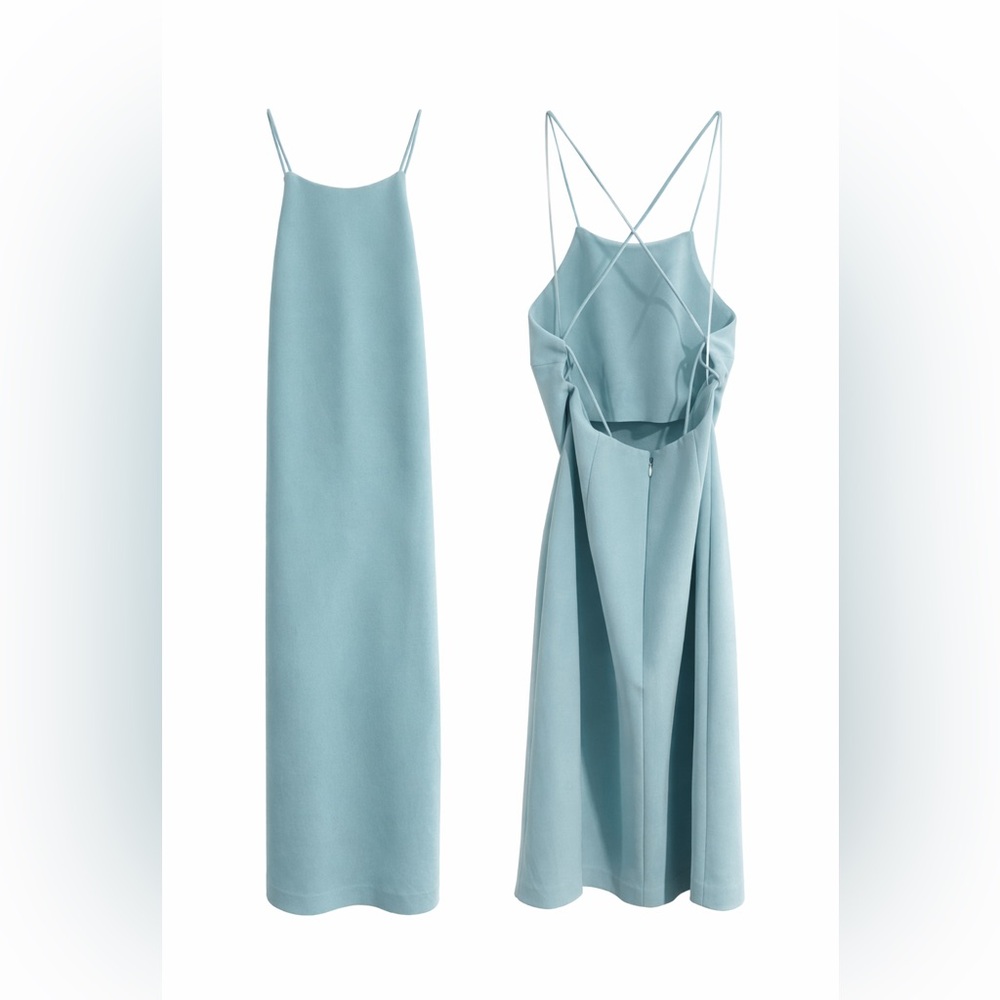 Satin Light Blue Spaghetti-Strap Mini Dress